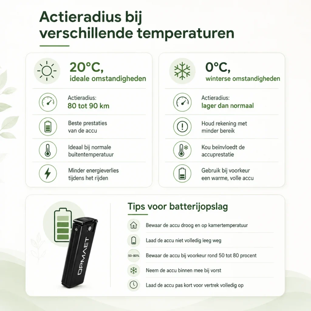 Invloed van temperatuur op de actieradius van een e-bike accu.